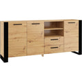 Commode en chene et panneau de particules pour le salon