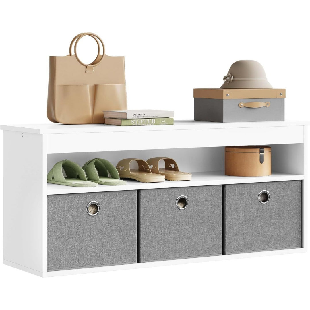 Gris banc de rangement allure contemporaine, 102 x 30 x 45 cm