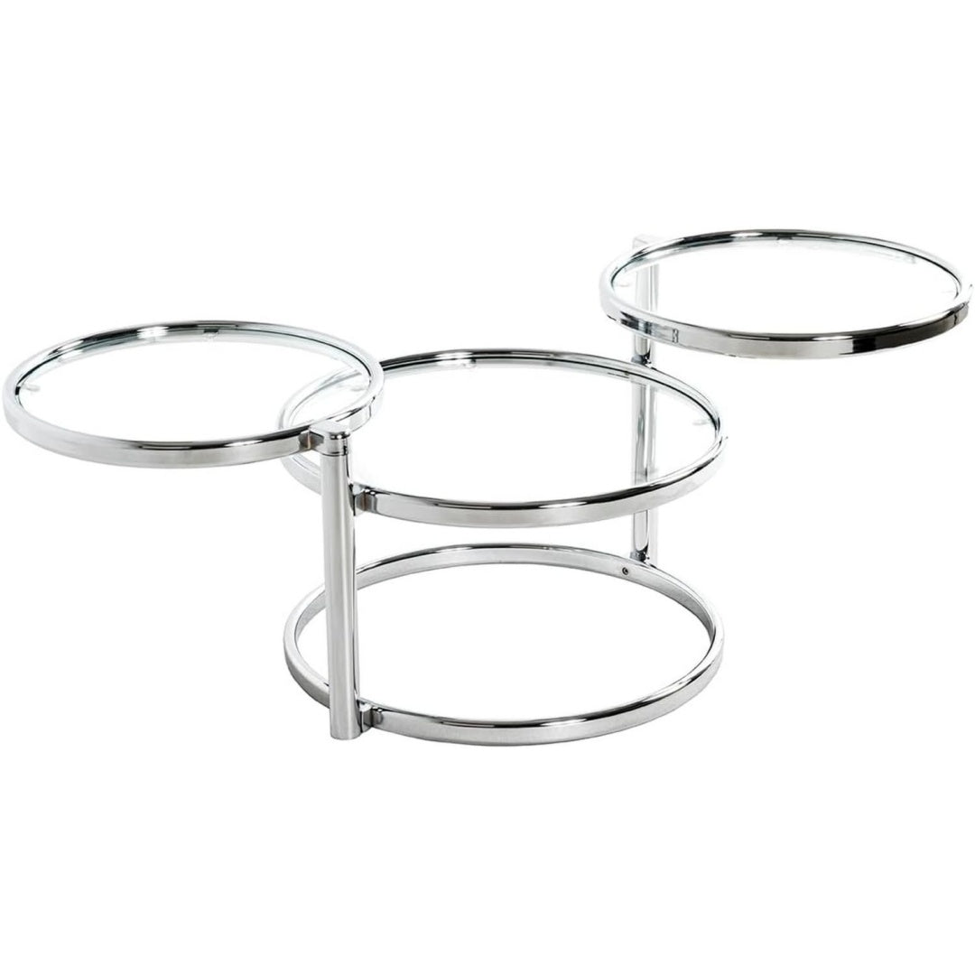 Petite table basse en acier et verre
