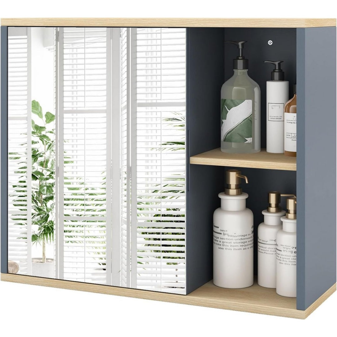 Armoire a miroir gris, assemblage facile