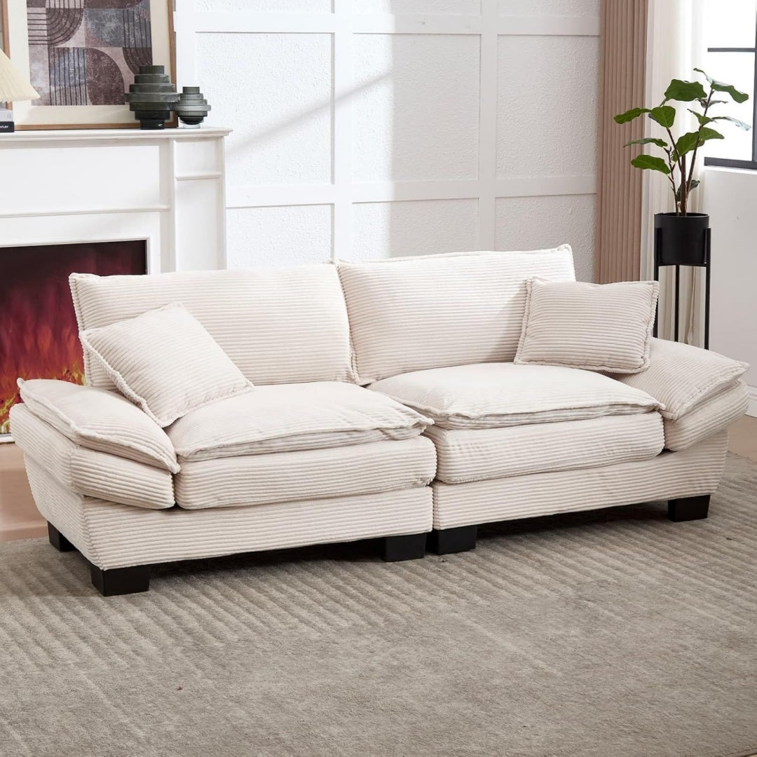 Canape en plastique gris clair avec coussin rembourre