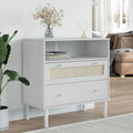 Concu pour bureau, meuble de rangement gris clair en bois