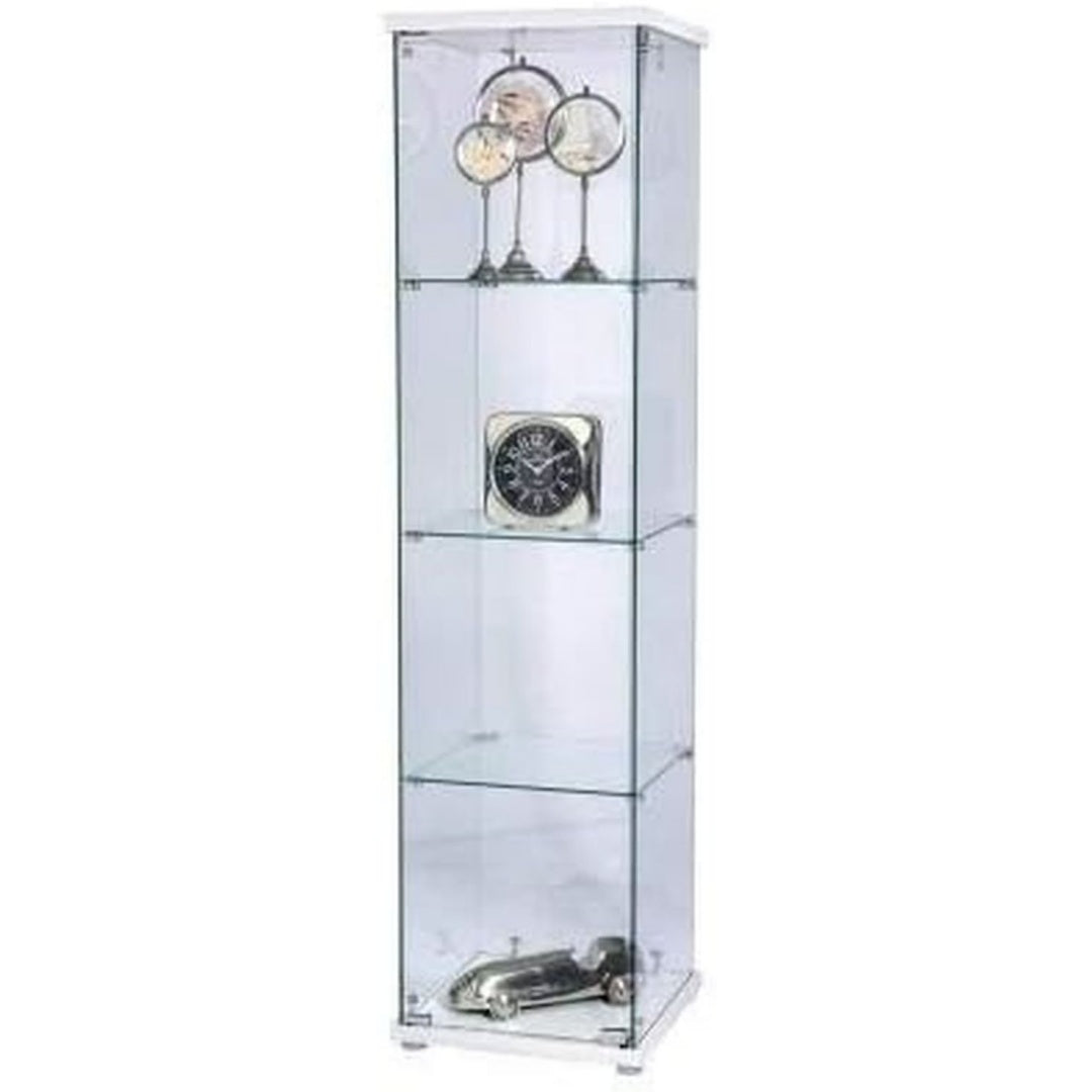 Meuble de rangement vitrine gris clair en bois