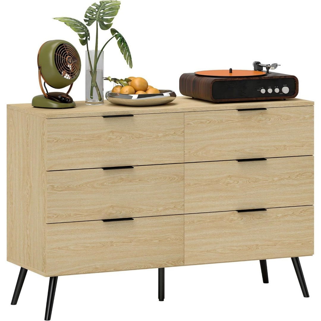 Coiffeuse marron 6 tiroirs style scandinave pratique