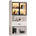 Vitrine gris clair en verre et aluminium