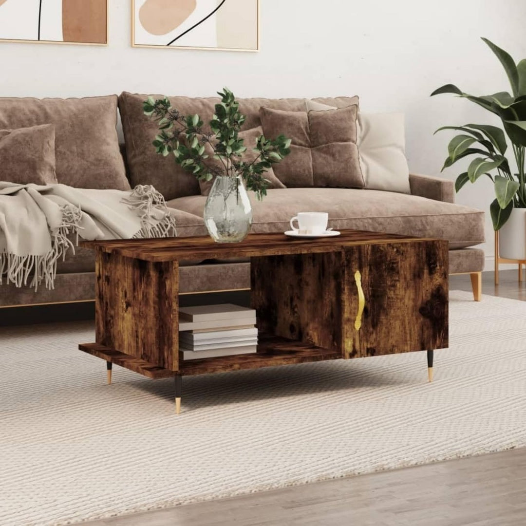 Table basse gris clair 90 x 50 x 40 cm gain de place