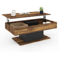 Table basse relevable marron, solution de rangement esprit rustique