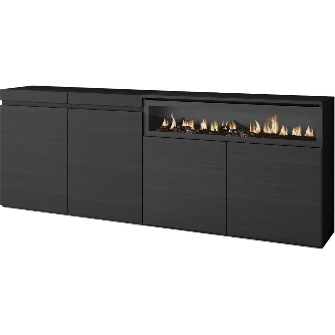 200 x 75 x 35 cm, gris fonce vaisselier en bois