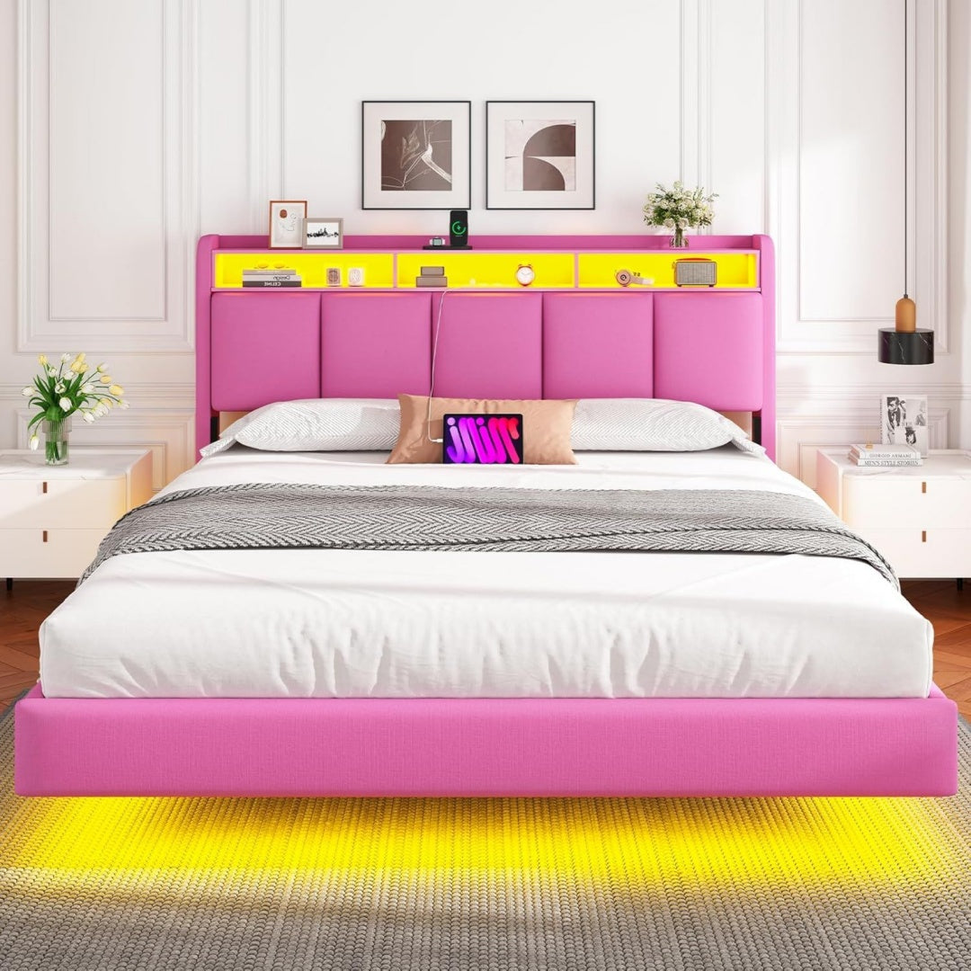 Base de lit rangement gris clair minimaliste