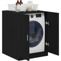 Meuble bas style contemporain en bois ingenierie gris fonce a 2 portes