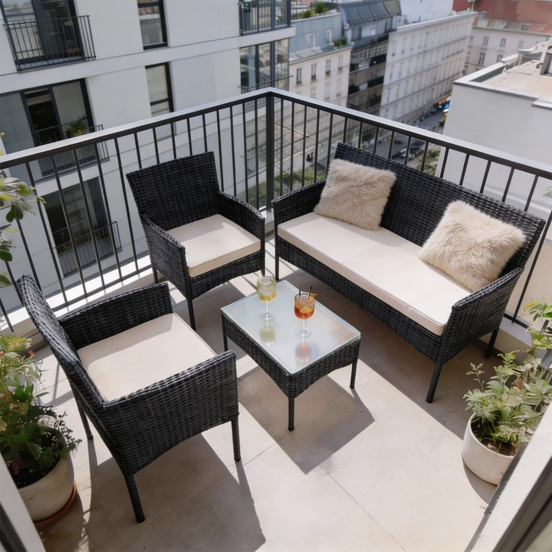 Salon d'exterieur gris acier 139 cm, rangement design moderne