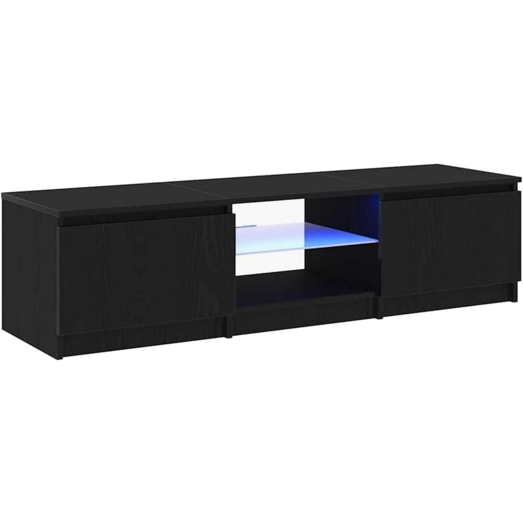Choix Raffine, console TV noir en bois 2 portes