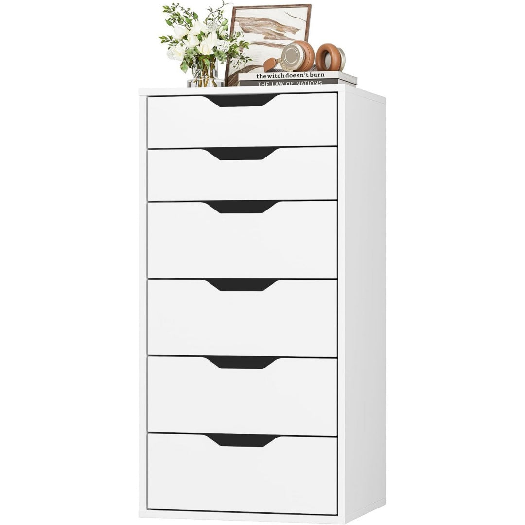 Commode rangement gris clair 6 tiroirs minimaliste